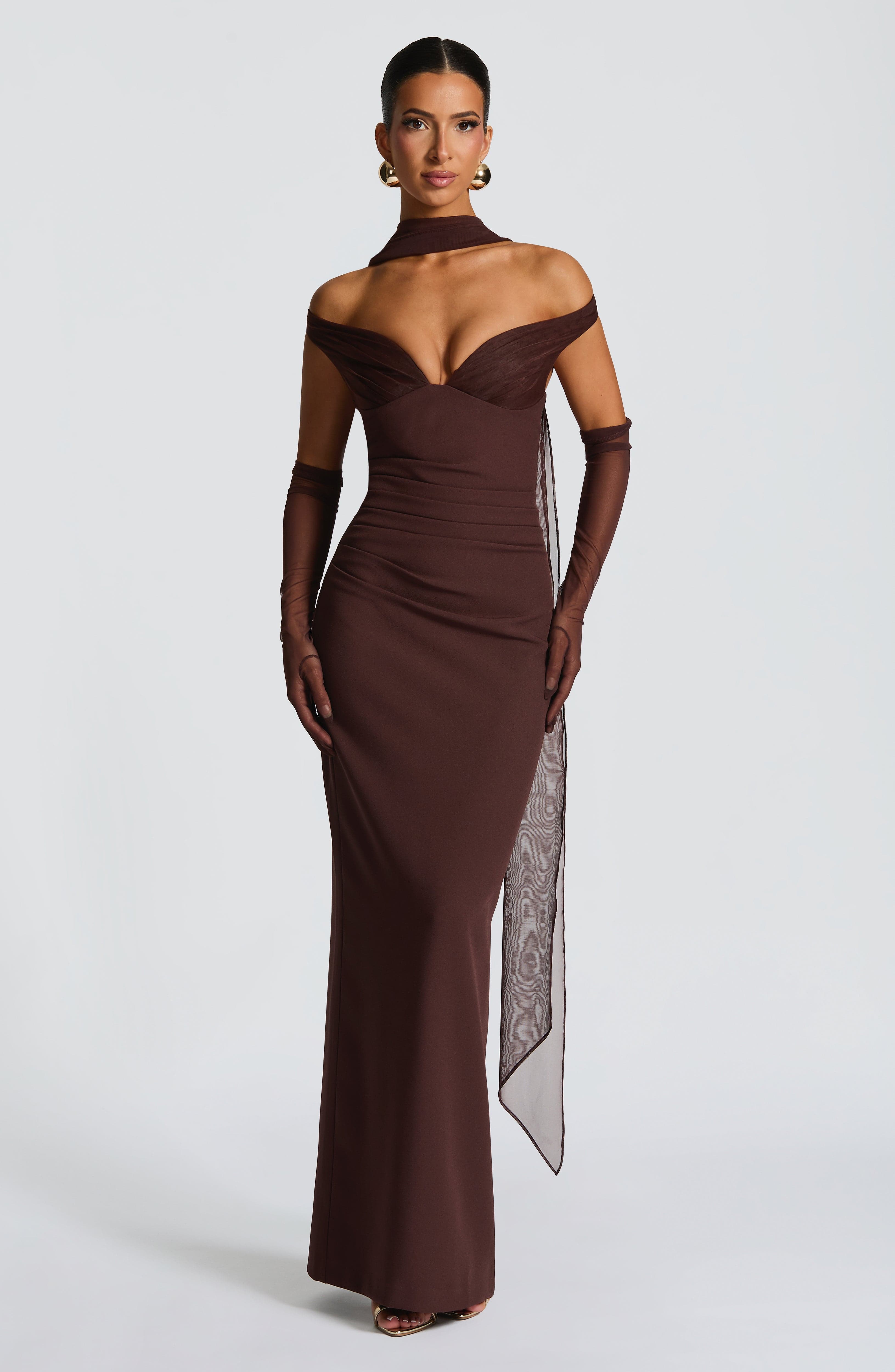 Abigail Maxi Dress - Plum Brown - Napalia