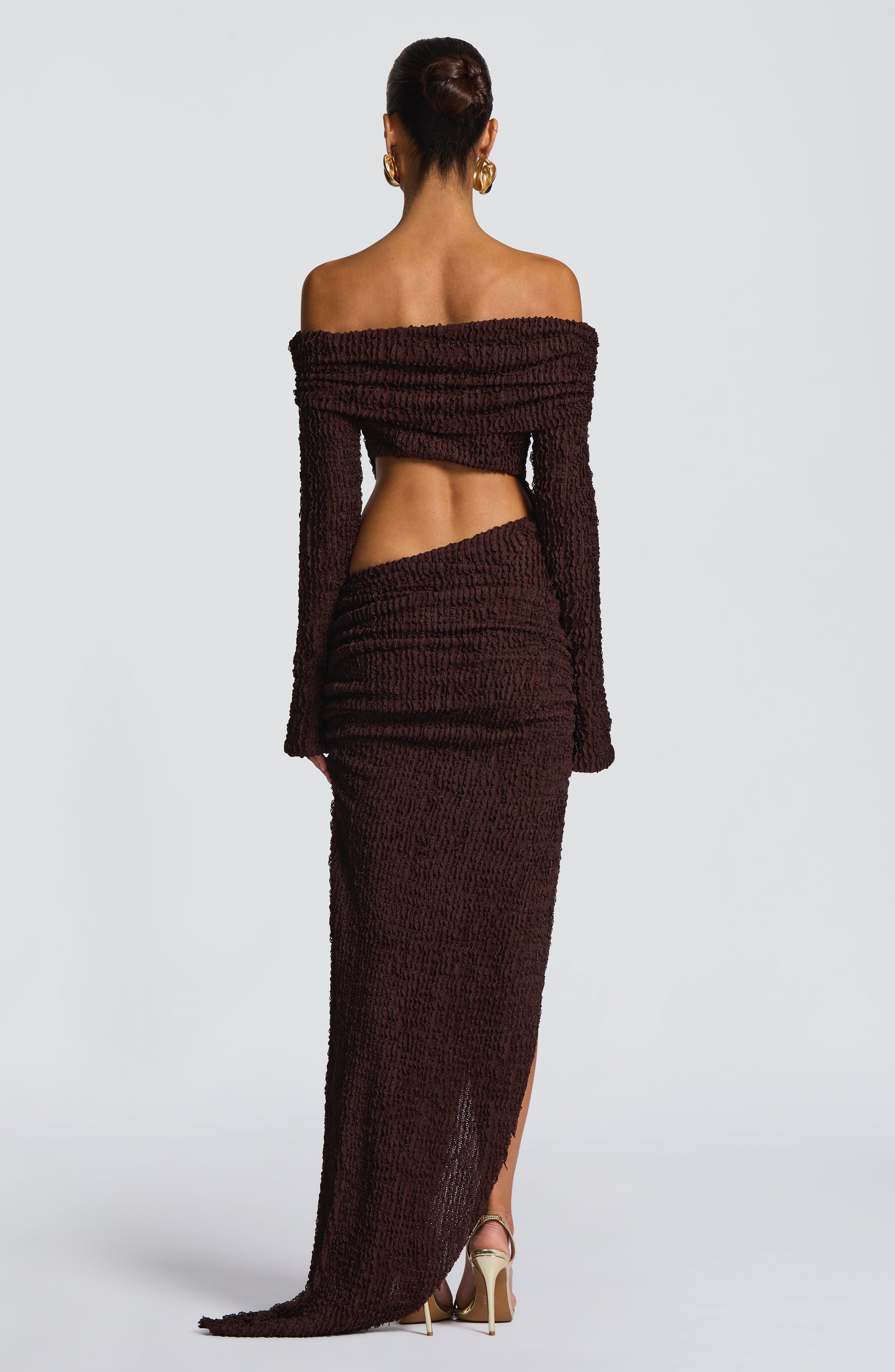 Adelphia Midi Dress - Plum Brown - Napalia