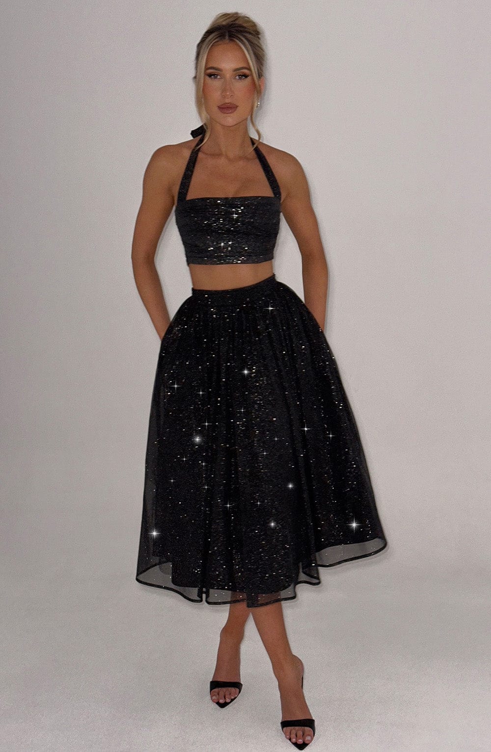 Alani Crop Top - Black Sparkle - Napalia