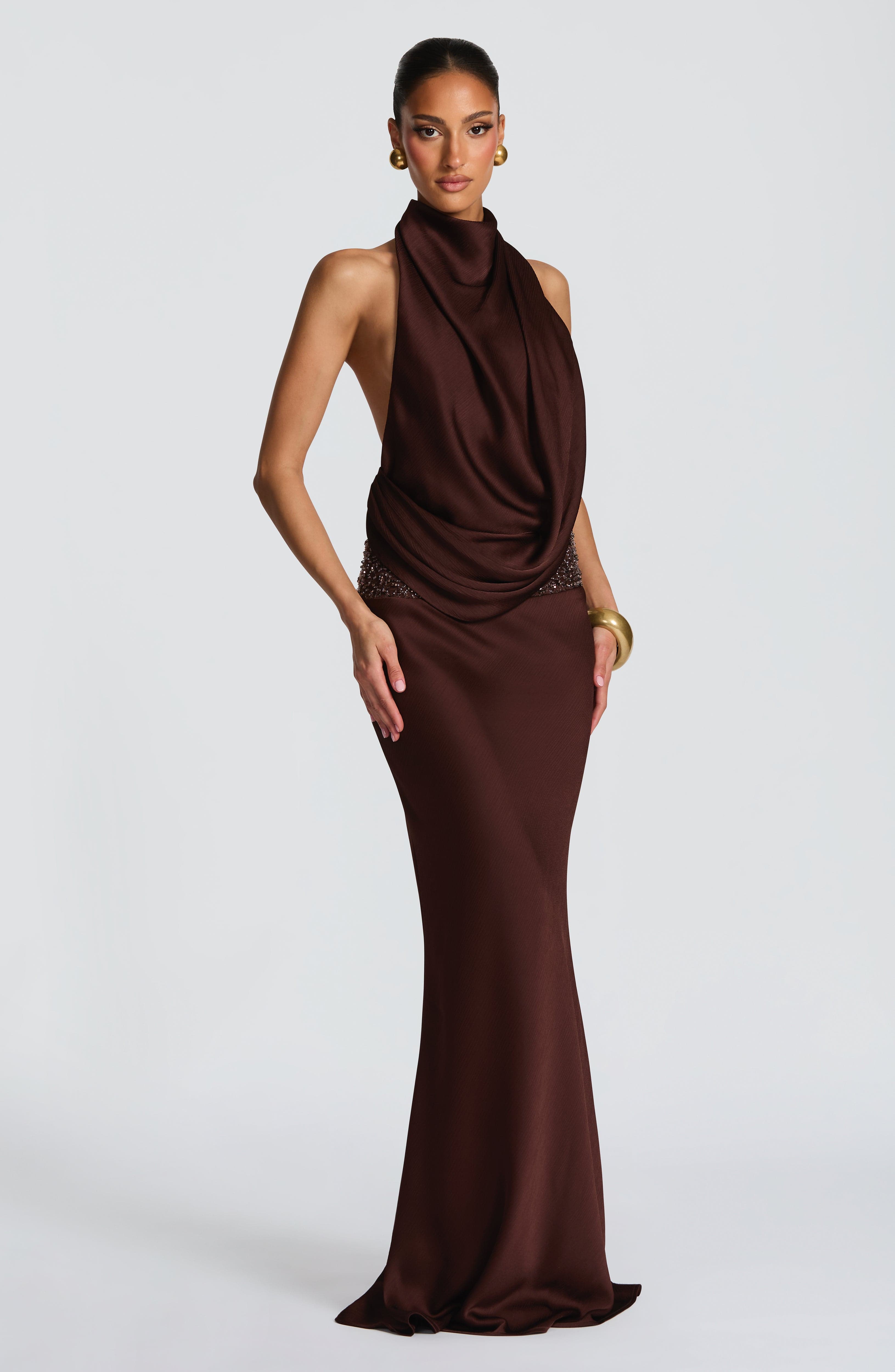 Armelle Maxi Dress - Plum Brown - Napalia