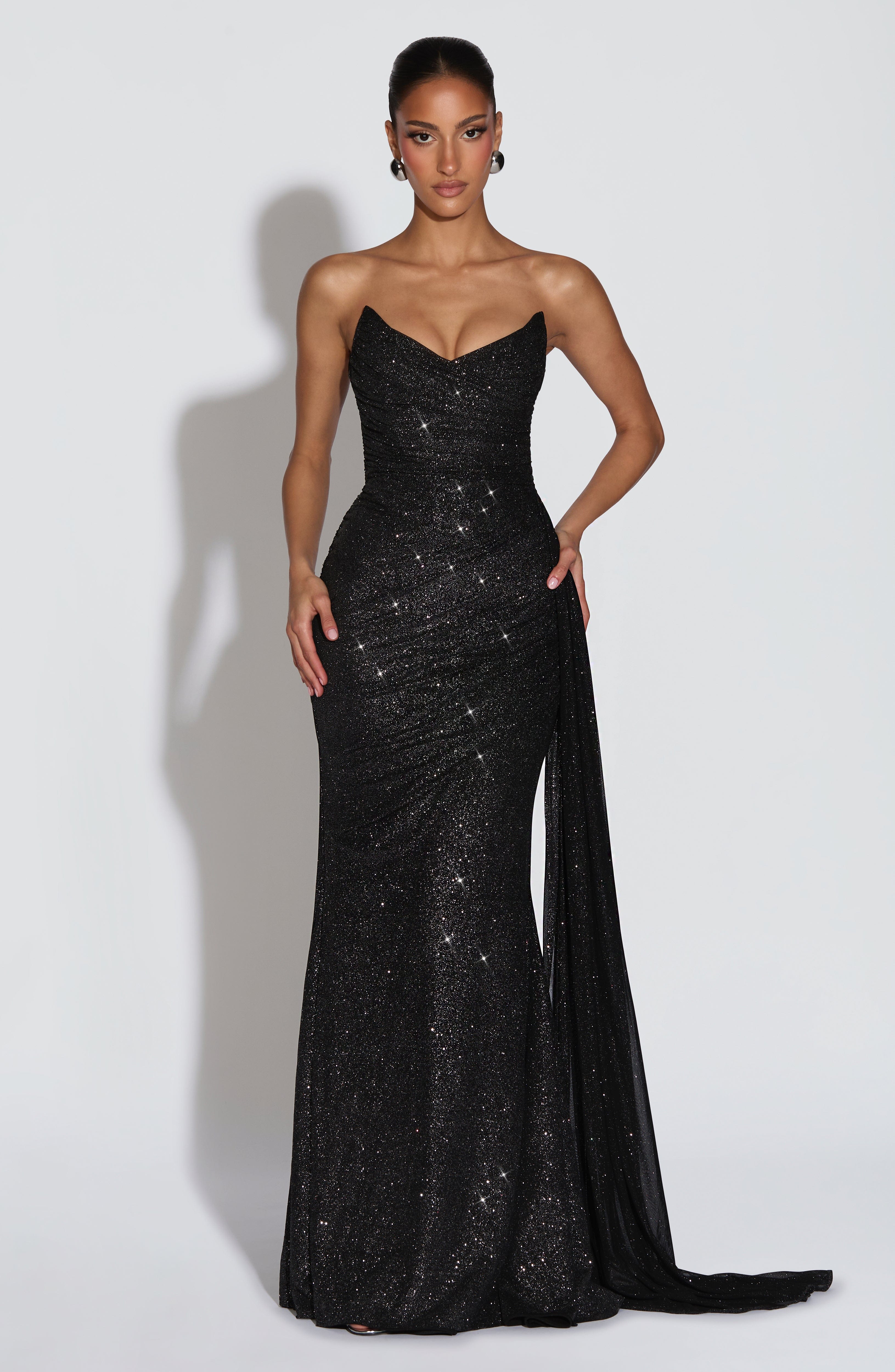 Ashika Maxi Dress - Black Sparkle - Napalia