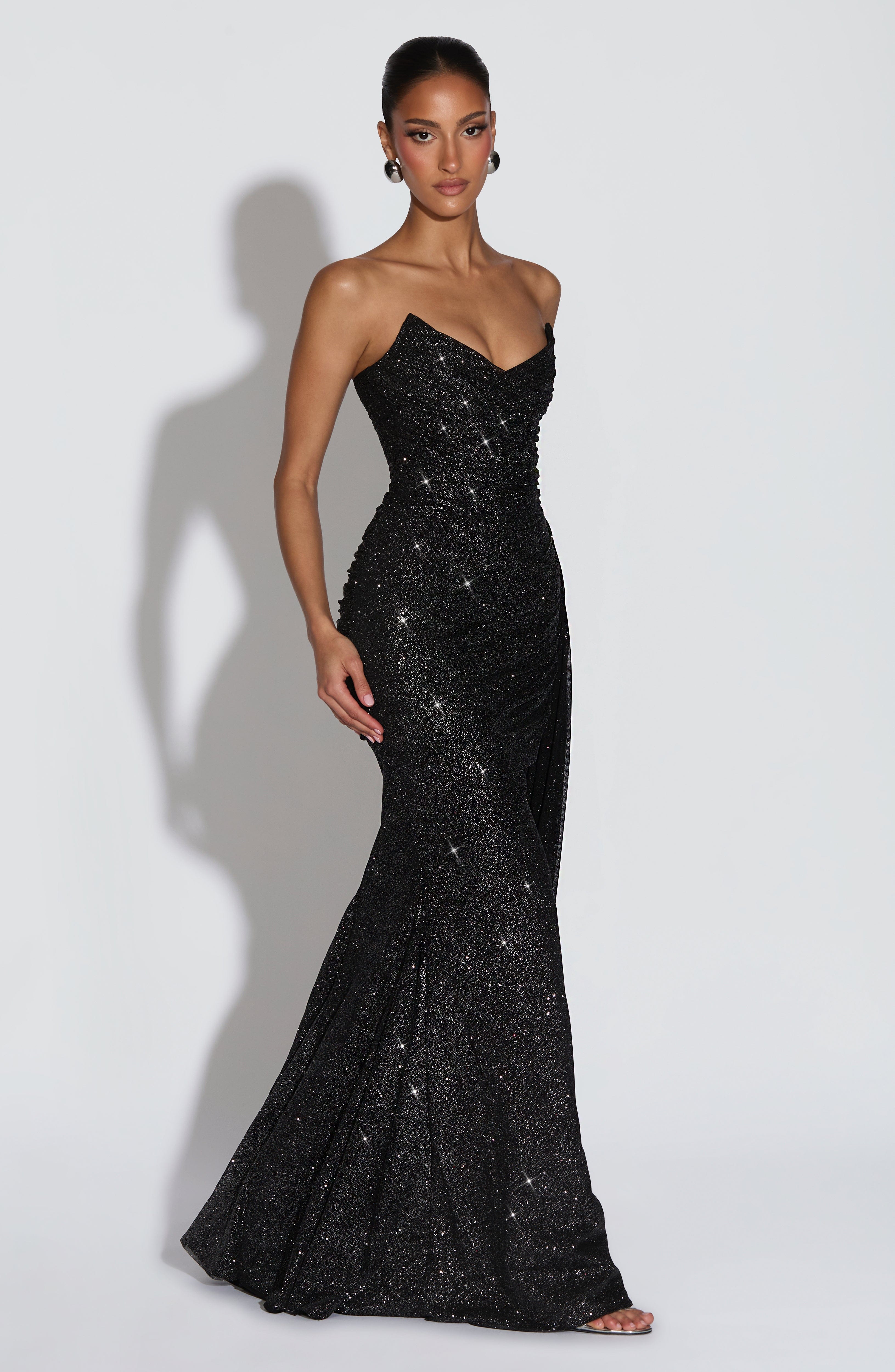 Ashika Maxi Dress - Black Sparkle - Napalia