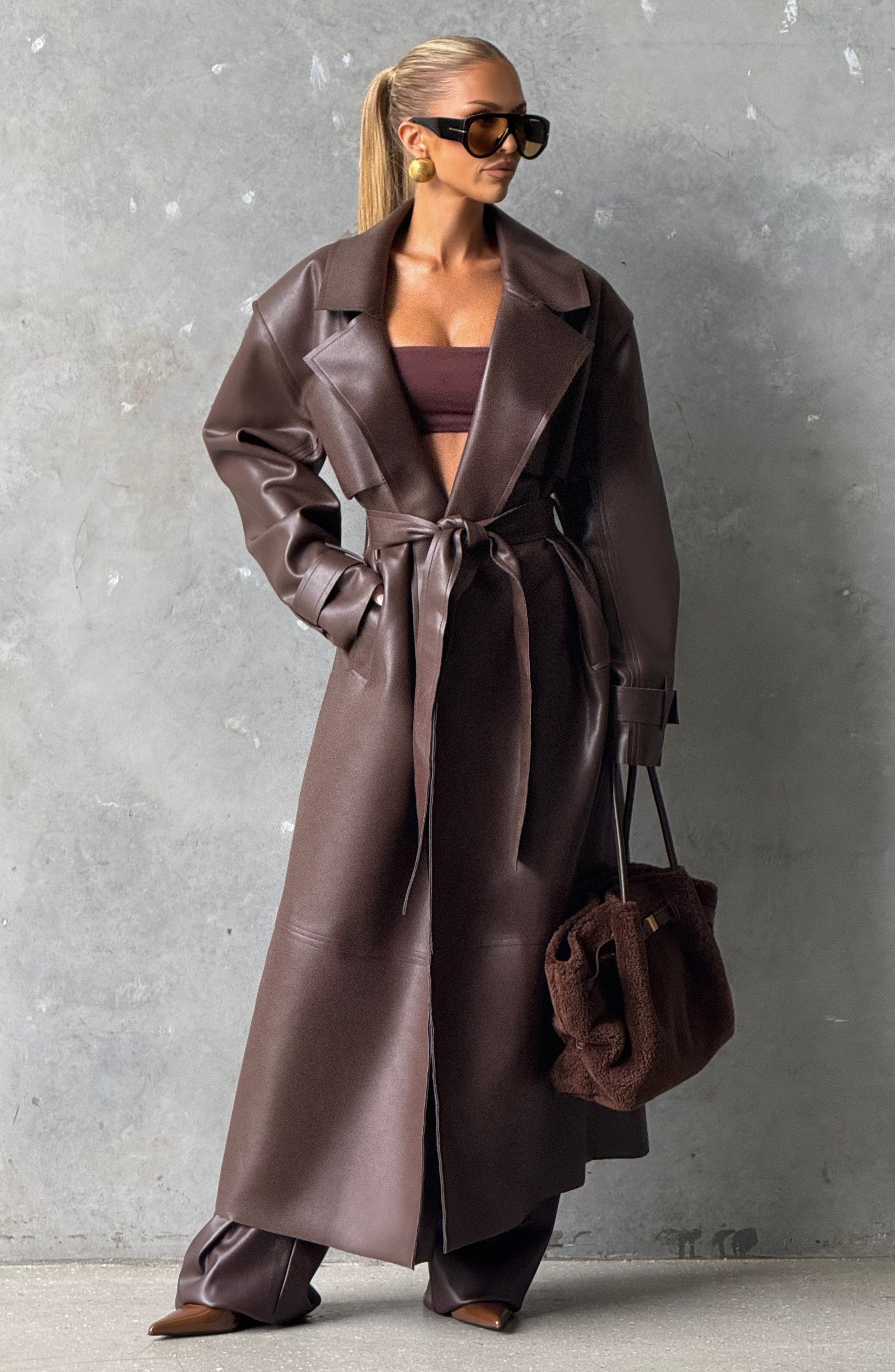 Bridget Trench Coat - Plum Brown - Napalia