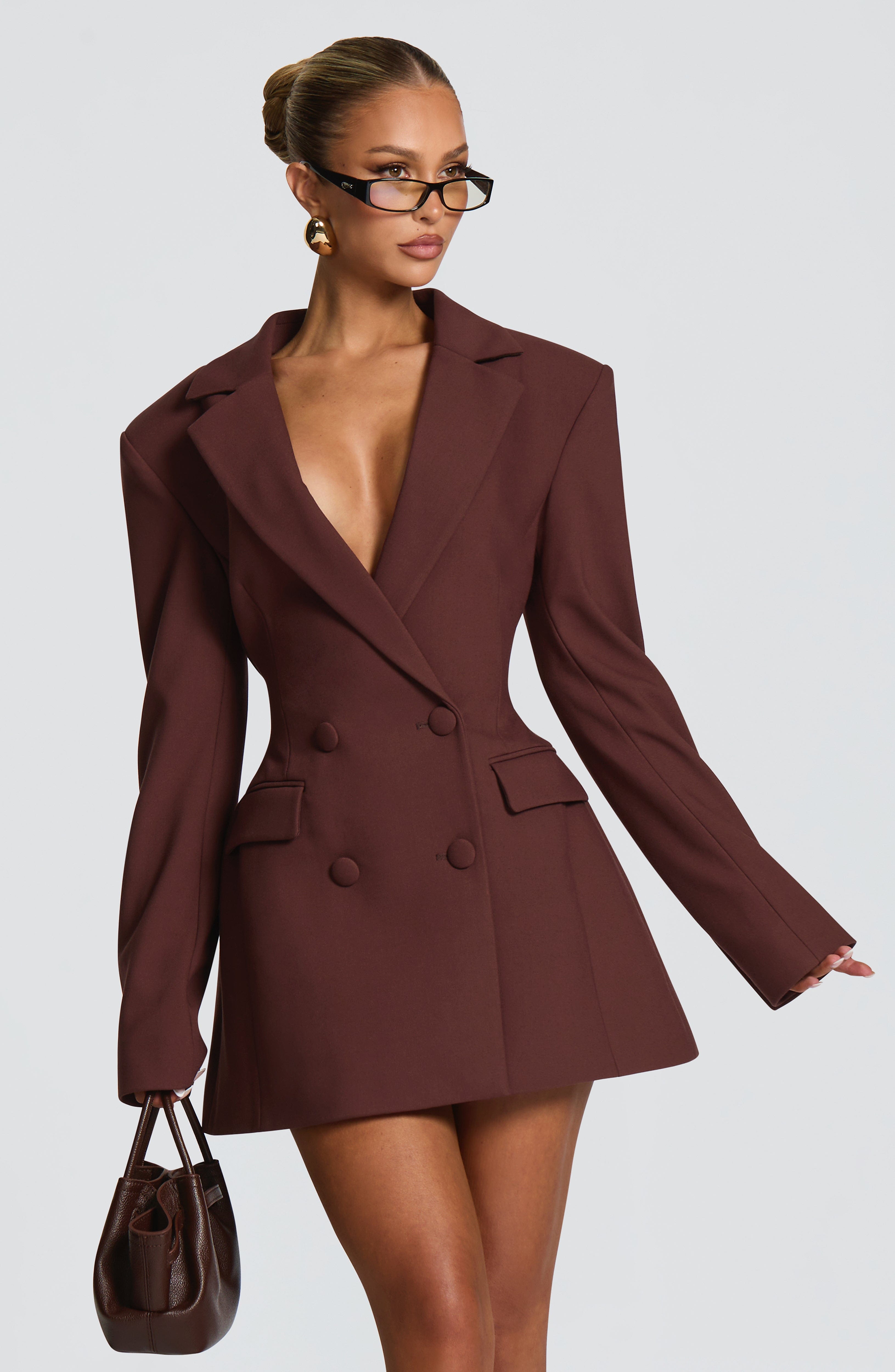 Elvira Mini Dress - Plum Brown - Napalia