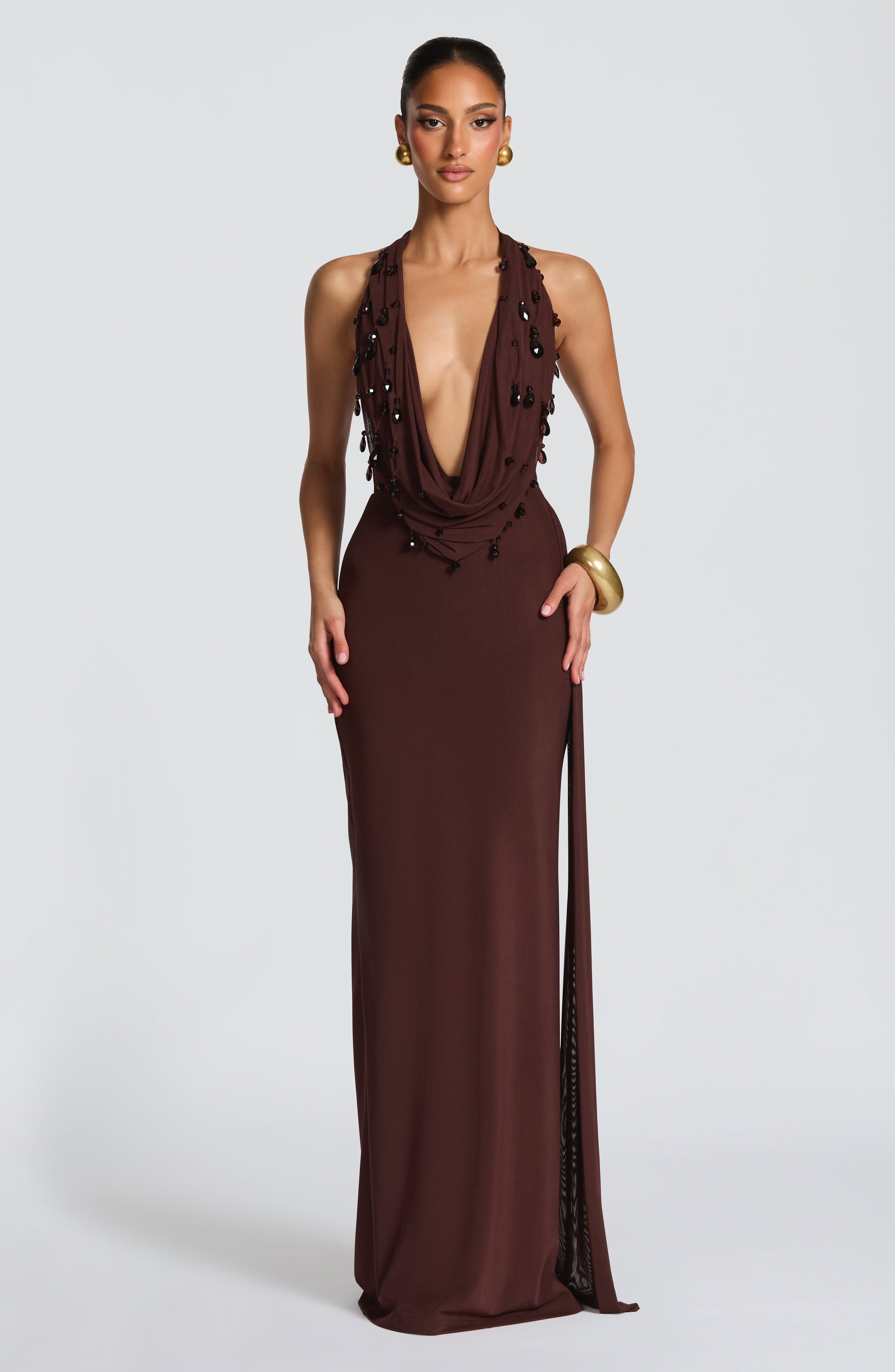 Fabia Maxi Dress - Plum Brown - Napalia