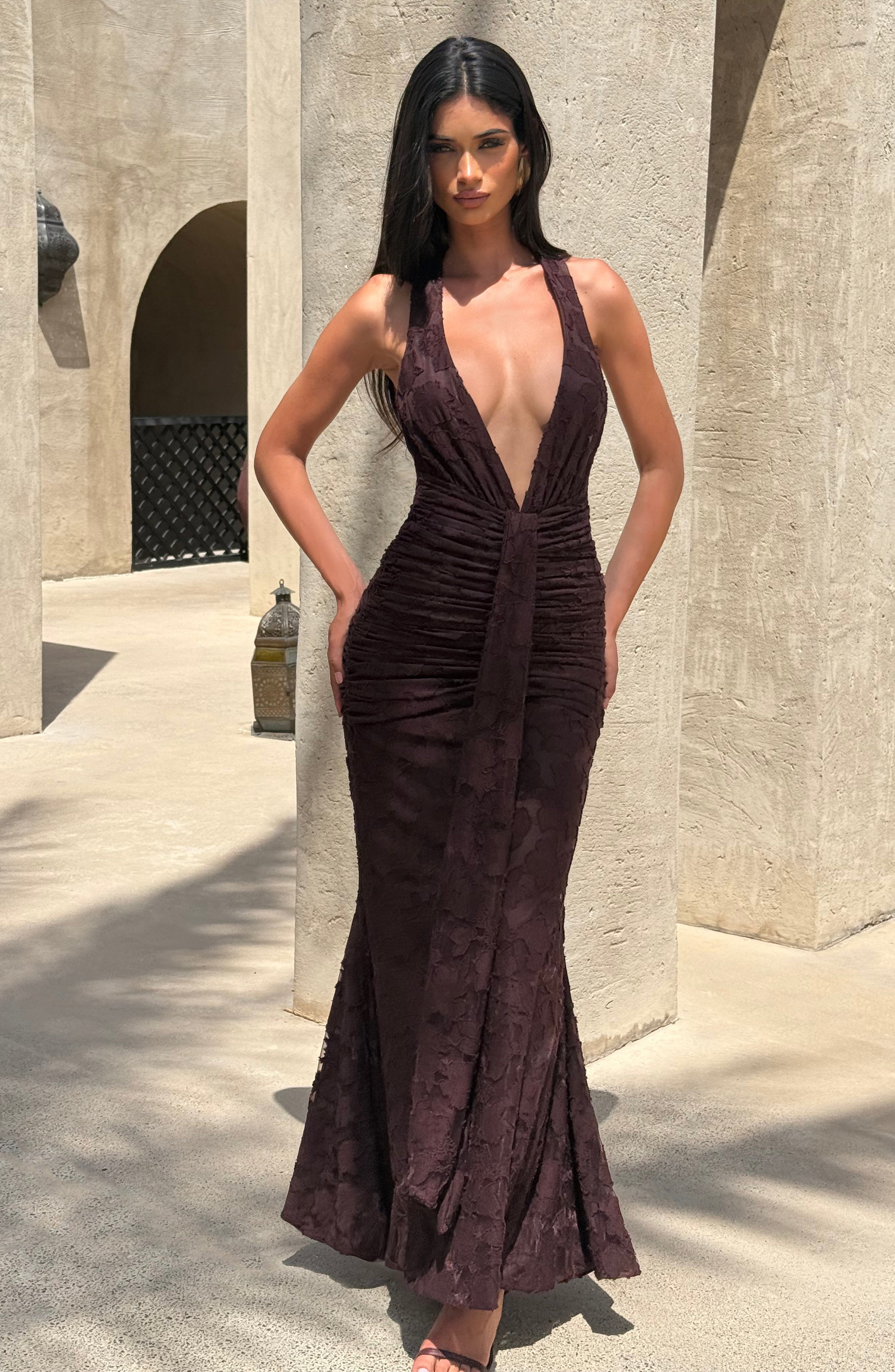 Guinevere Maxi Dress - Plum Brown - Napalia