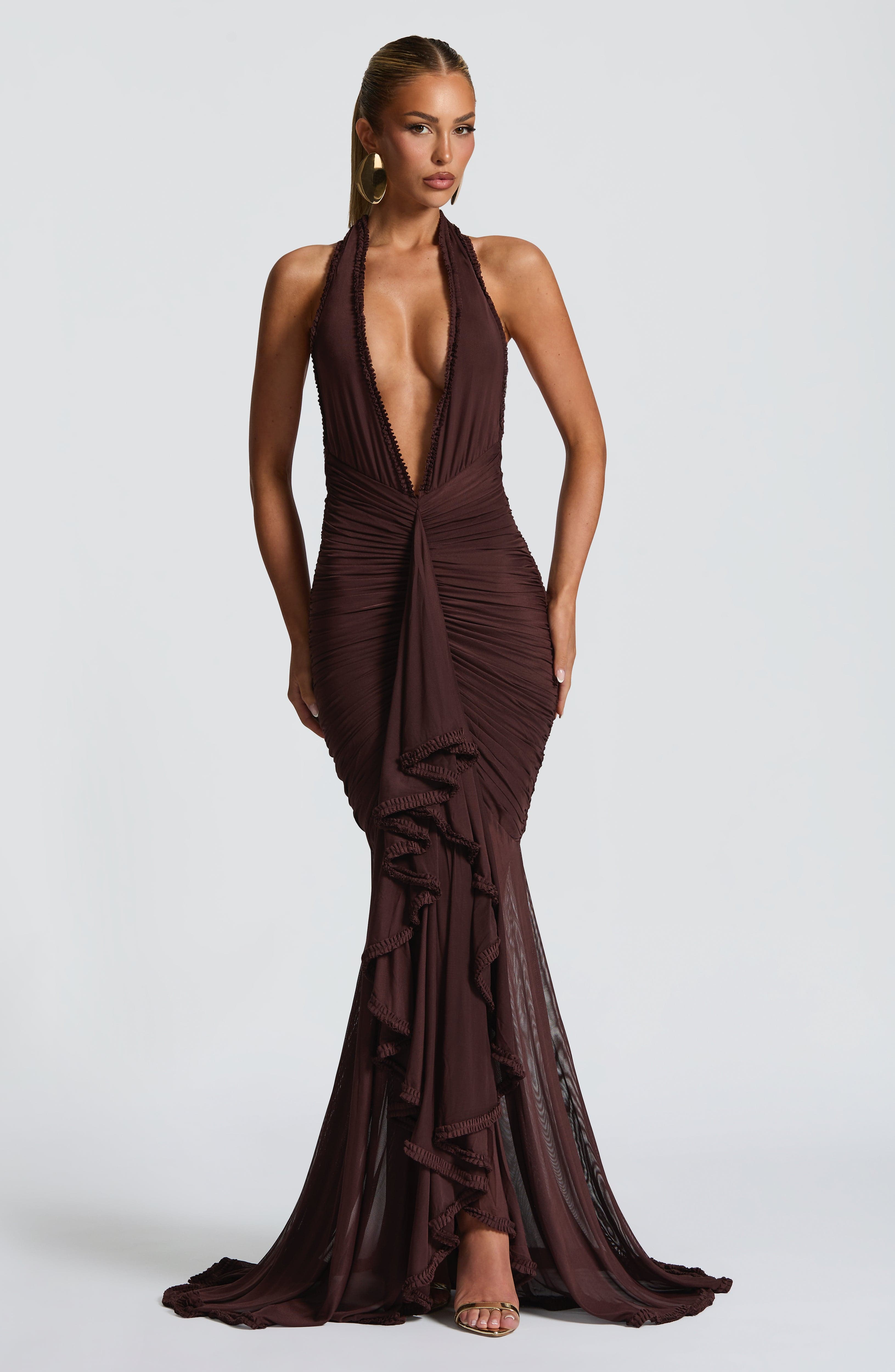 Janessa Maxi Dress - Plum Brown - Napalia