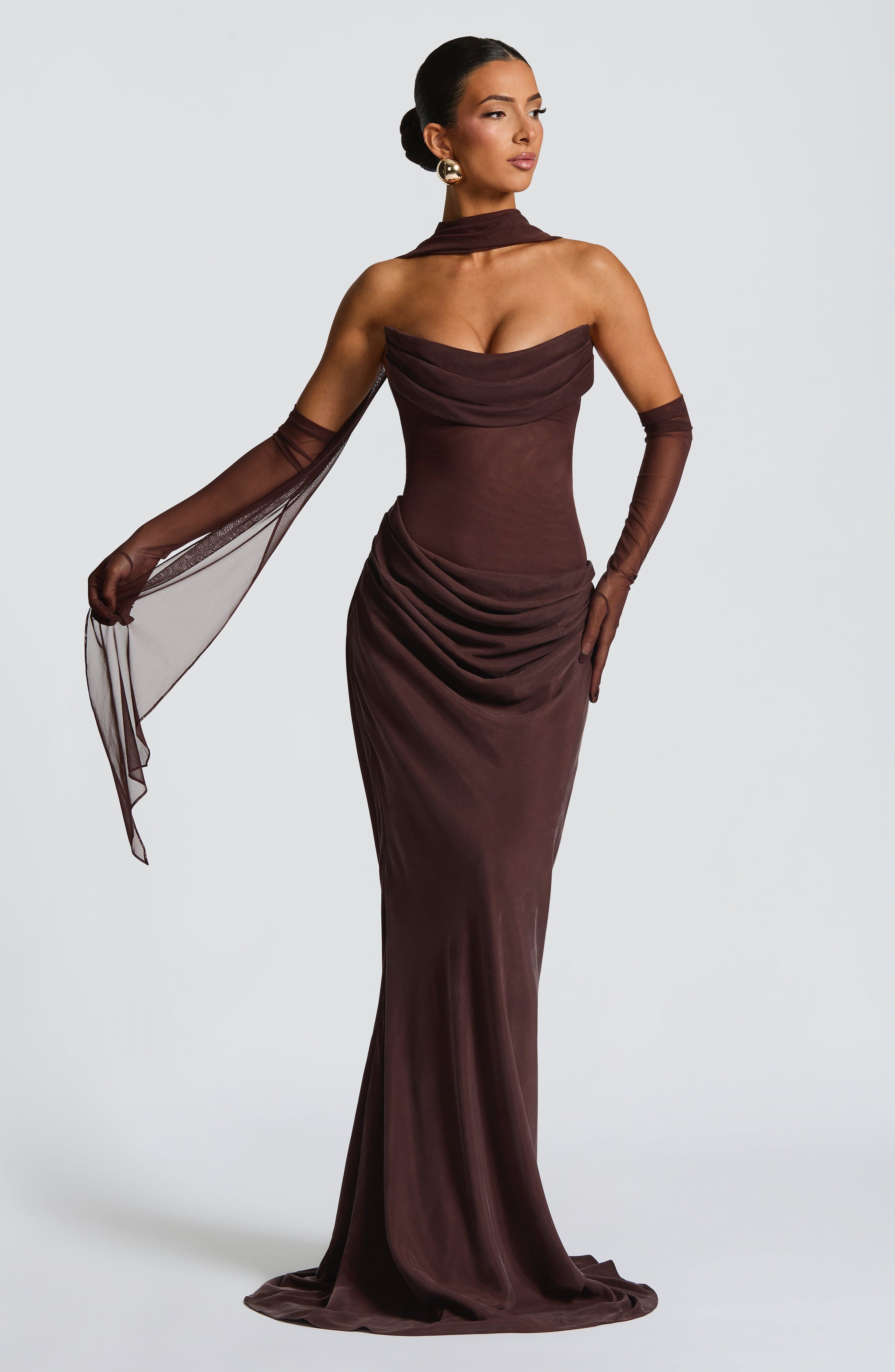 Liora Maxi Dress - Plum Brown - Napalia