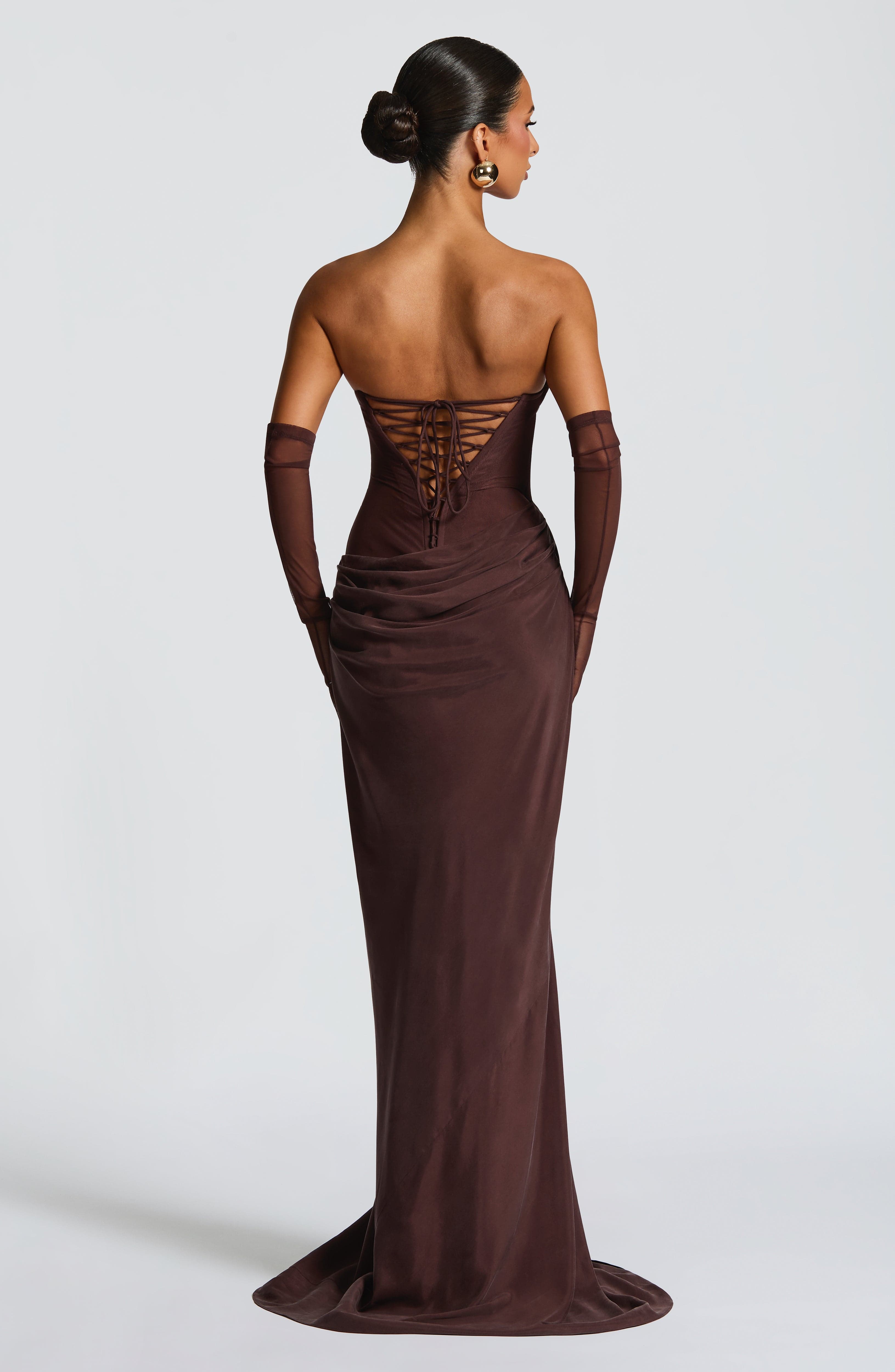 Liora Maxi Dress - Plum Brown - Napalia