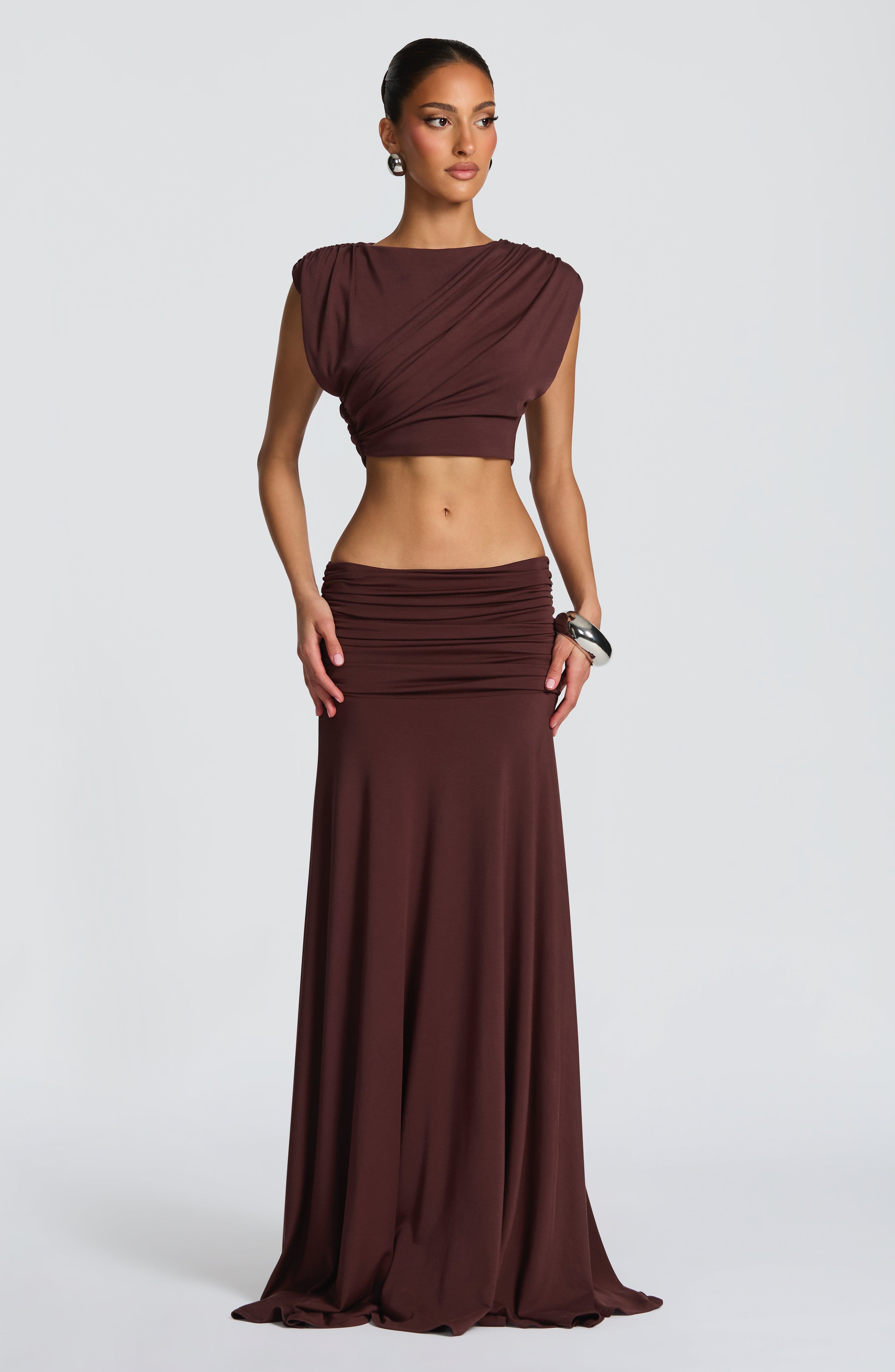 Paige Maxi Skirt - Plum Brown - Napalia
