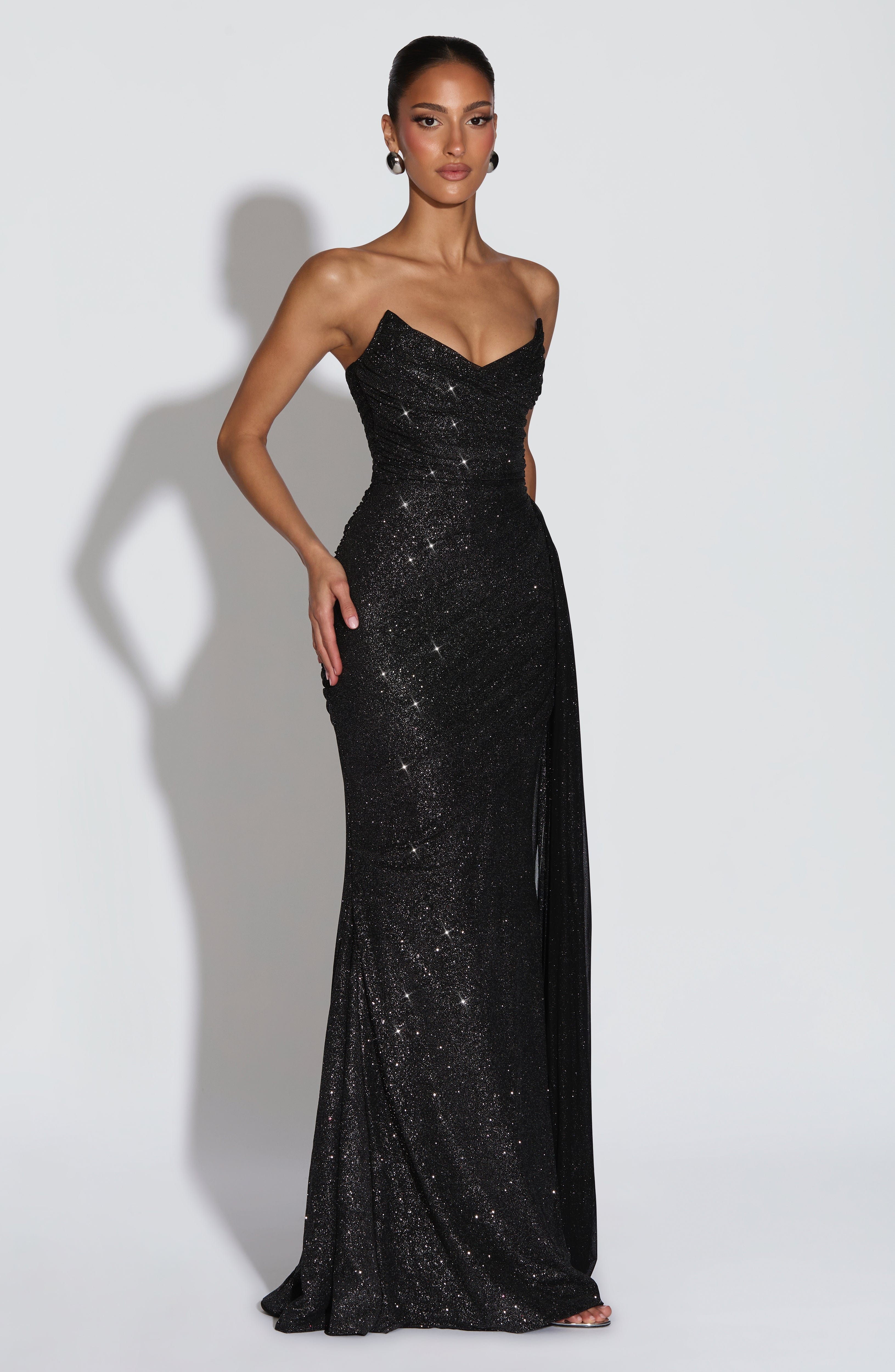 Ashika Maxi Dress - Black Sparkle - Napalia