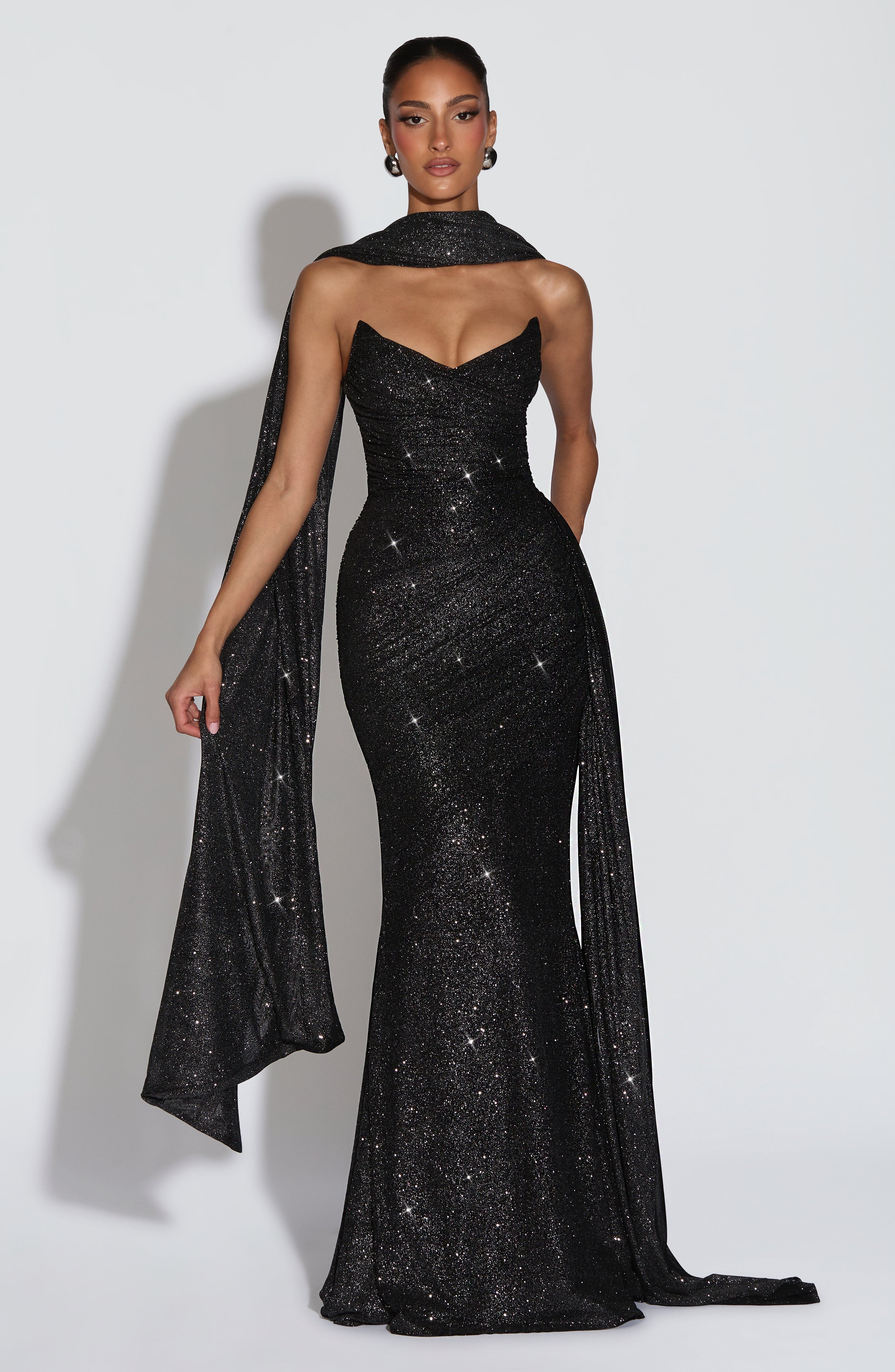 Ashika Maxi Dress - Black Sparkle - Napalia