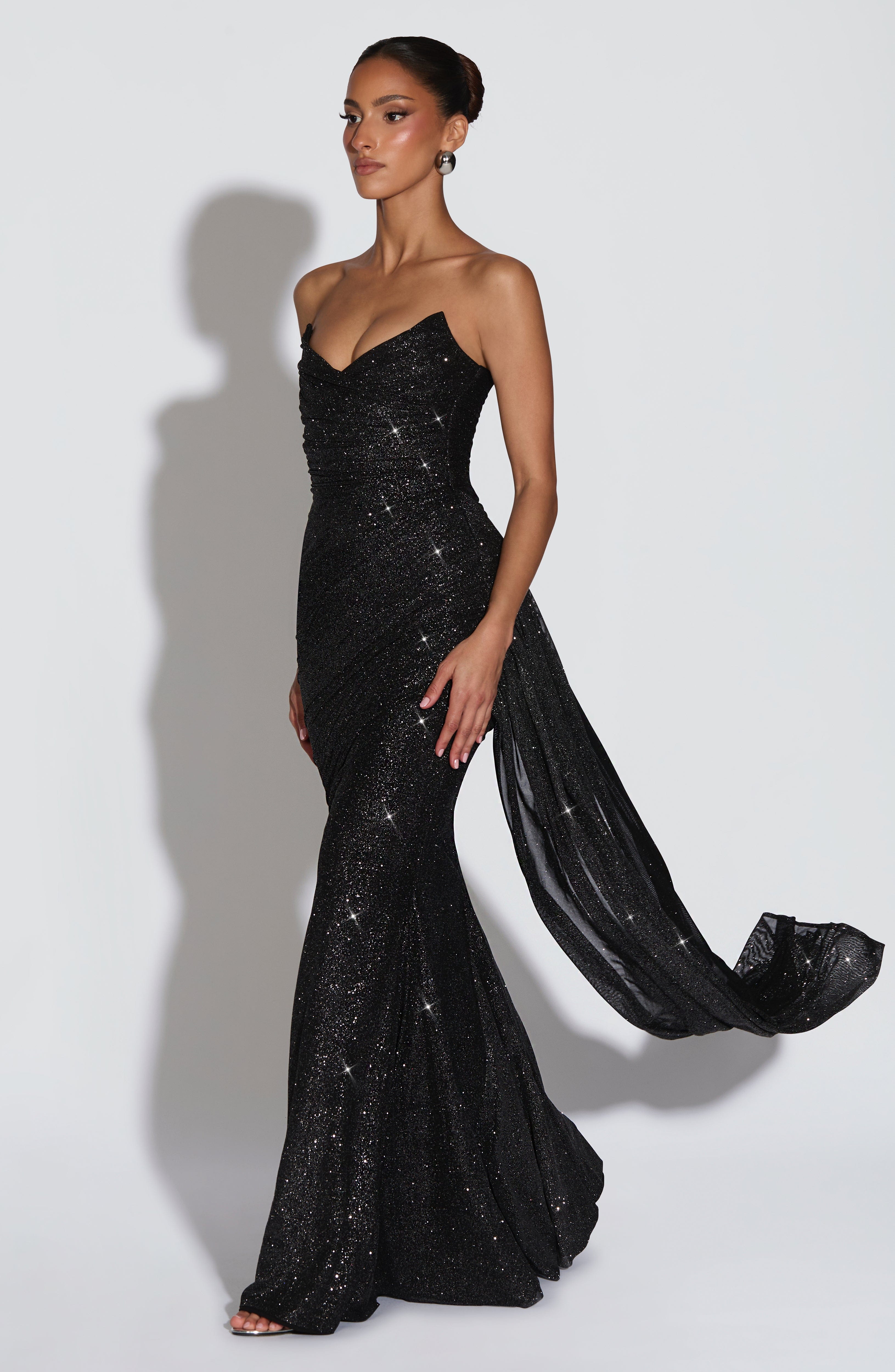 Ashika Maxi Dress - Black Sparkle - Napalia