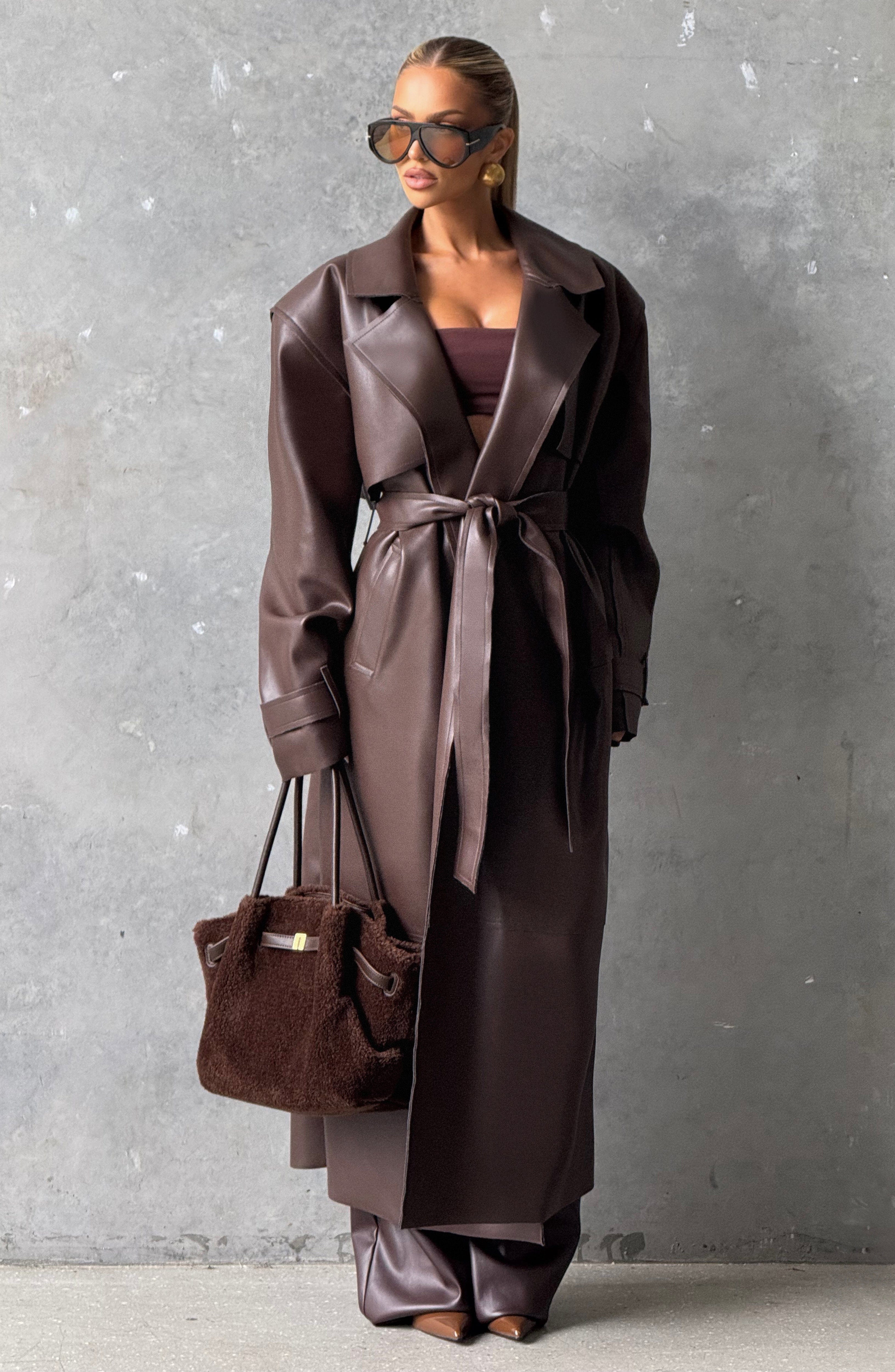 Bridget Trench Coat - Plum Brown - Napalia