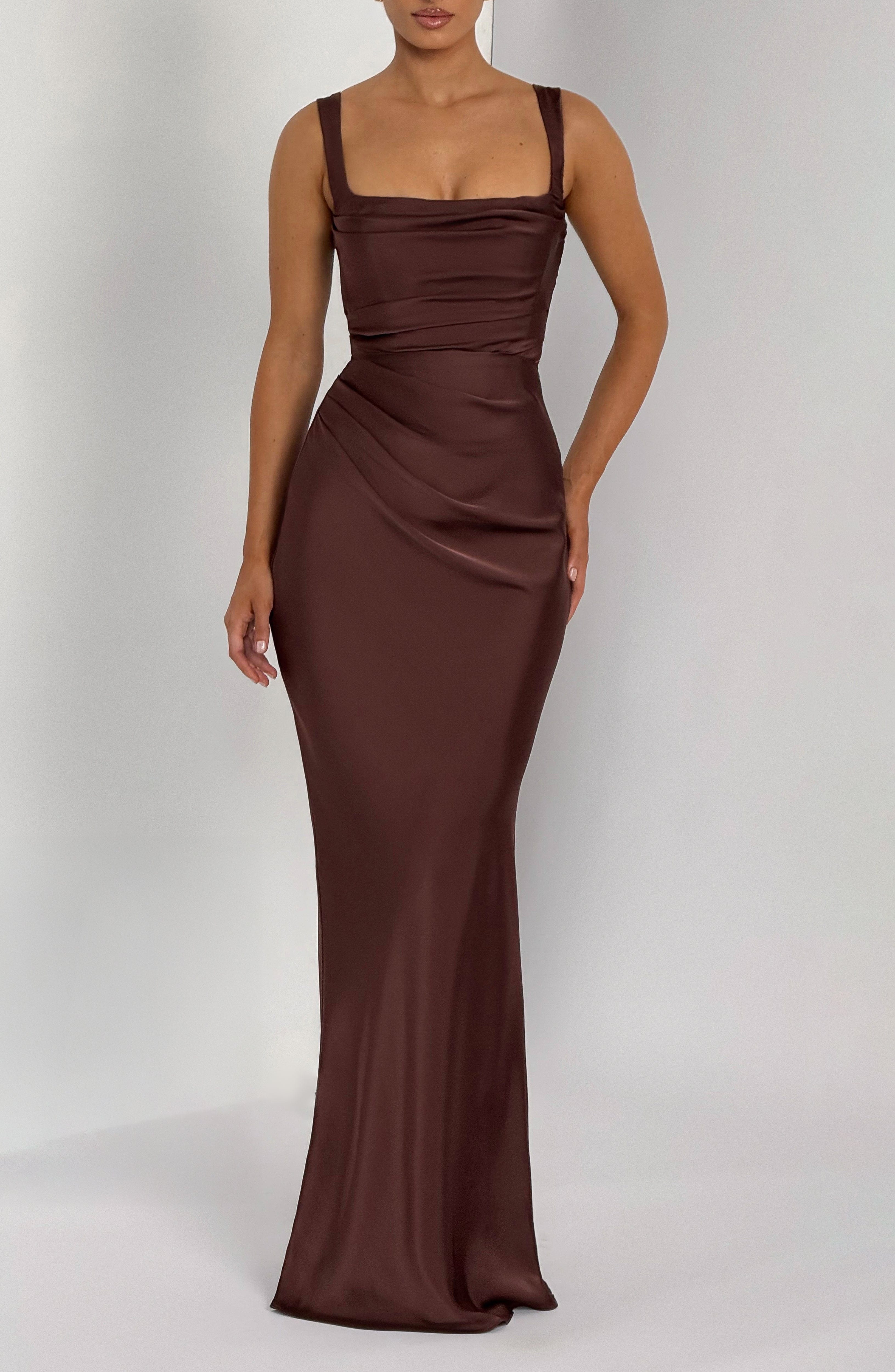 Calanthe Maxi Dress - Plum Brown - Napalia
