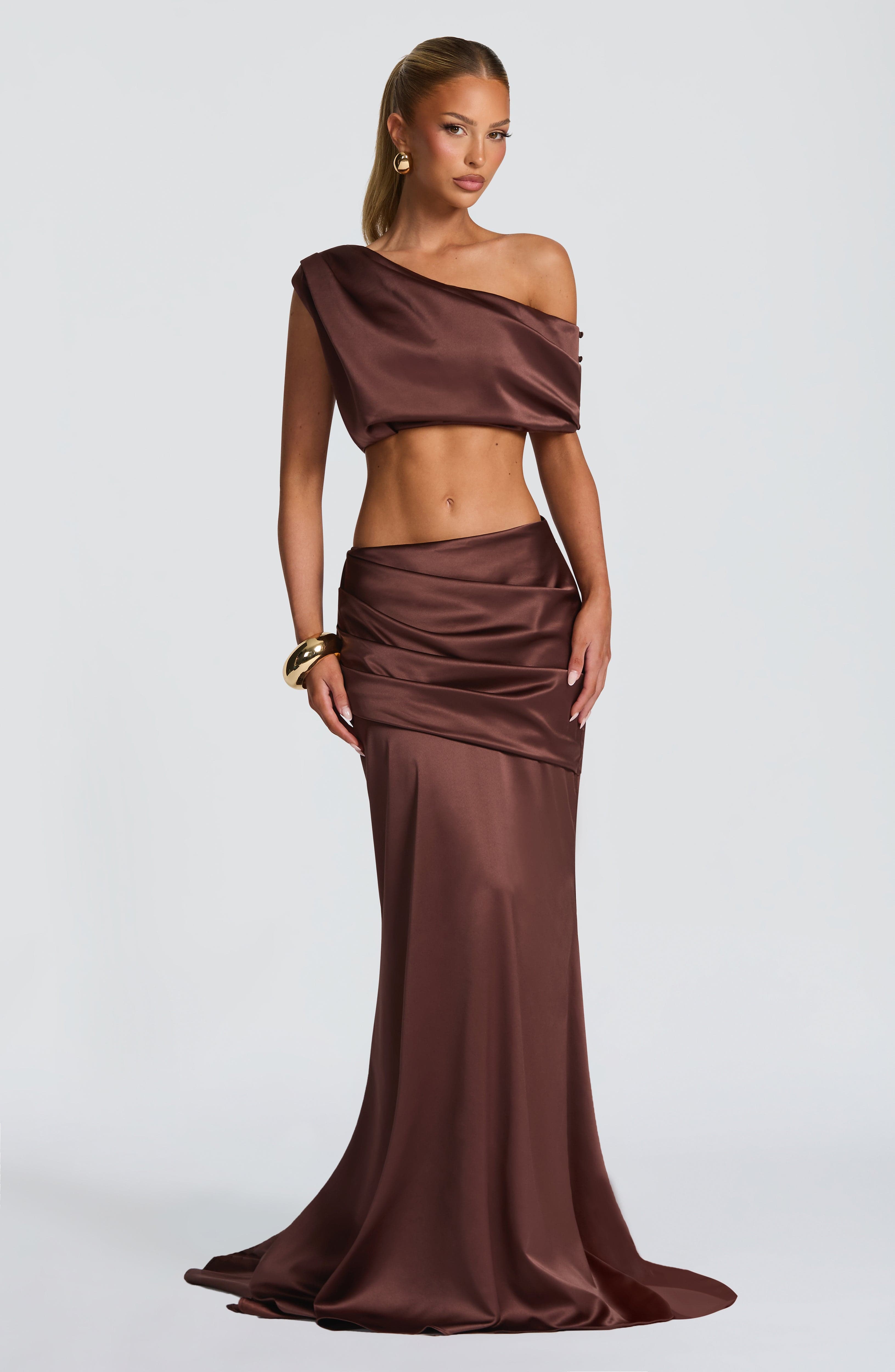 Claudette Maxi Skirt - Plum Brown - Napalia