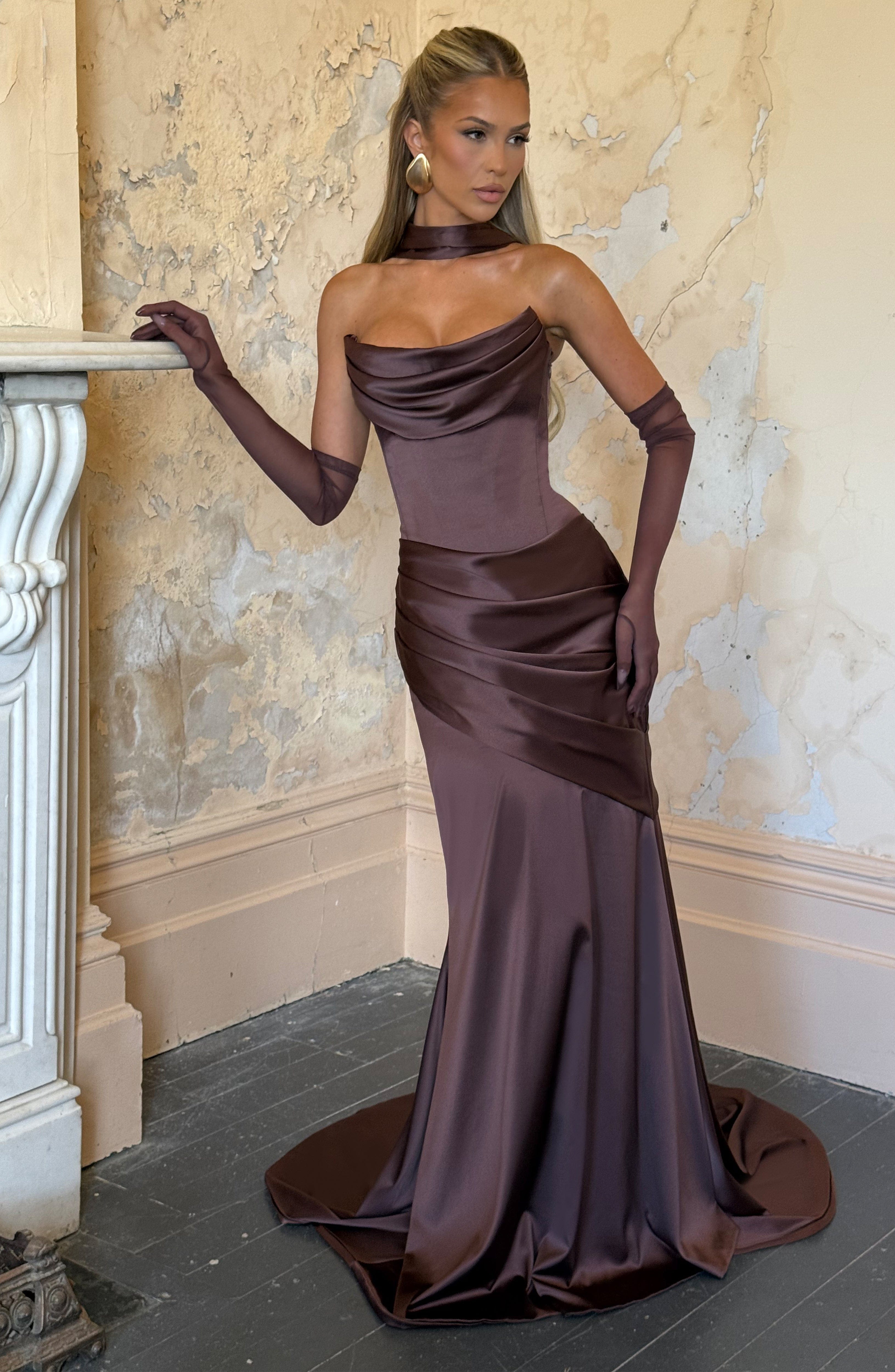Kensington Maxi Dress - Plum Brown - Napalia